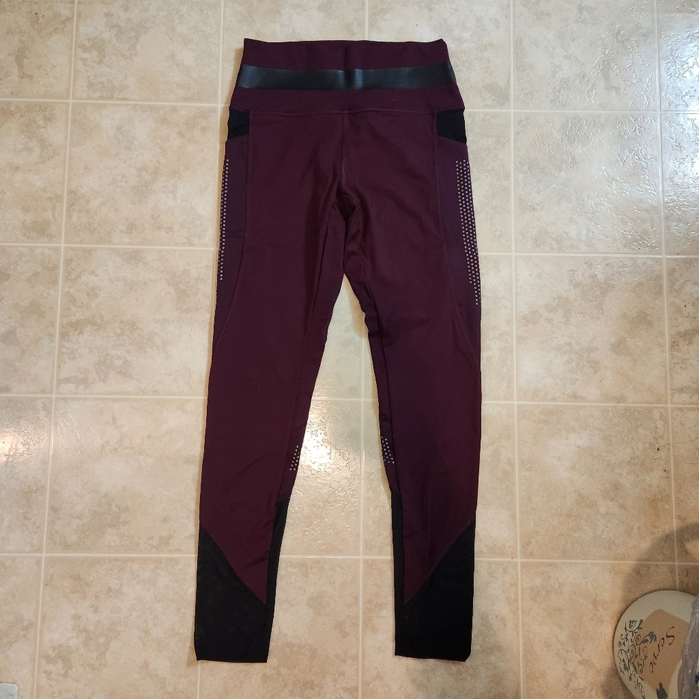 PINK/Victoria's Secret Ultimate Mesh Maroon Leggings, Size M